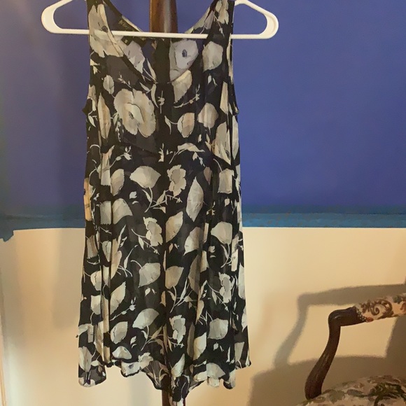 VINTAGE BETSEY JOHNSON SHEER MINI DRESS BLACK & WHITE FLORAL 90s GRUNGE 0 2 4 S - Picture 2 of 10